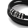 Men's Braided Black PU Leather Cord Multi-Strand Bracelets BJEW-K243-09AS-2