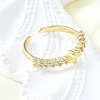 Brass Micro Pave Clear Cubic Zirconia Open Cuff Rings for Women RJEW-F179-07G-4