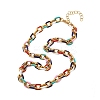 304 Stainless Steel Colorful Enamel Curb Chain Necklaces for Women NJEW-P328-01G-4