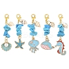 5Pcs Ocean Synthetic Turquoise & Shell & Alloy Enamel Pendant Decorations HJEW-YW00108-1