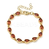 Teardrop Brass Pave Cubic Zirconia Link Chain Bracelets for Women BJEW-P385-06G-06-1