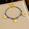 304 Stainless Steel Rhinestone Charm Bracelets for Women BJEW-Z142-03G-1