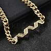 Brass Micro Pave Clear Cubic Zirconia Link Bracelets BJEW-F498-03A-G-4