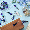 18Pcs Handmade Evil Eye Lampwork Bead & Natural Black Agate Pendant Decorations HJEW-CA00078-5