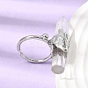 Natural Quartz Crystal & Brass Cuff Rings for Women RJEW-G374-01P-08-3