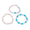 3Pcs 3 Styles Baking Paint Imitation Jade Glass Round Beaded Stretch Bracelets for Women BJEW-JB12158-2
