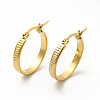 201 Stainless Steel Grooved Hoop Earrings with 304 Stainless Steel Pin for Women EJEW-M214-14B-G-2