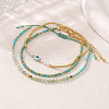 3Pcs 3 Styles Brass & Glass & Natural Green Aventurine Beaded Braclet Set WN5918-2-4
