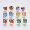 Faceted Glass Stud Earring Findings GLAA-F084-C-1