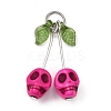 6Pcs 6 Colors Dyed Synthetic Turquoise Skull Cherry Pendants PALLOY-JF04110-4