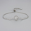Brass Micro Pave Clear Cubic Zirconia Box Chain Slider Bracelets WG19F23-02-1