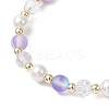 Frosted Dyed Synthetic Moonstone & Shell Pearl Round Beads Stretch Bracelets BJEW-JB11822-03-4