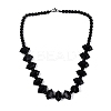 Natural Black Onyx(Dyed & Heated) Round & Cone Beaded Necklaces NJEW-N064-03B-1