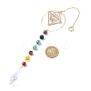 Natural & Synthetic Mixed Stone Bead & Brass Ring Pendant Decorations HJEW-TA00099-3