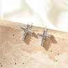 Brass Micro Pave Clear Cubic Zirconia Stud Earrings EJEW-R016-26P-18-1