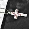 201 Stainless Steel Wheat Cross Pendant Box Chain Necklaces for Women Men NJEW-B124-01P-4