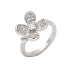 Flower Brass Micro Pave Cubic Zirconia Cuff Cup Peg Ring Settings KK-K297-23P-1