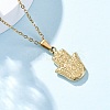 Hamsa Hand 304 Stainless Steel Pendant Necklaces NJEW-H059-01G-1