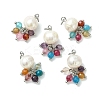 Natural Agate(Dyed & Heated) & Pearl Pendants PALLOY-JF05295-02-2