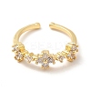 Clear Cubic Zirconia Flower Open Cuff Ring KK-H434-14G-1