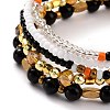 5Pcs 5 Style Natural Black Onyx & Synthetic Hematite & Glass Sead Beads Stretch Bracelets Set BJEW-JB07670-02-5