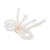 Glass Seed Beaded Bowknot with Heart Pendants PALLOY-MZ01162-02-4
