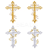 4Pcs 2 Colors Polyester Metallic Thread Embroidery Applique Patch PATC-HY0001-25-1