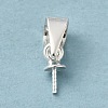 Rhodium Plated 925 Sterling Silver Cup Pearl Bail Pin Pendants STER-P008-02-2