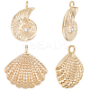 12Pcs 2 Style Brass Micro Pave Clear Cubic Zirconia Pendants KK-BBC0018-37-1