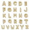 Brass Micro Pave Clear Cubic Zirconia Slide Charms KK-I382-04G-1