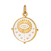 Flat Round with Eye Charms 304 Stainless Steel Enamel Pendants STAS-OY004-12G-1