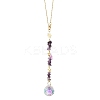 Round Glass & Natural Amethyst Chips Hanging Suncatchers HJEW-JM04209-02-1