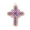 Glass Seed Beaded Cross Pendants PALLOY-MZ00826-03-1