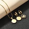 304 Stainless Steel Enamel Pendant Necklaces & Hoop Earring Set for Women SJEW-C007-03G-01-3