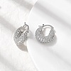 Brass Micro Pave Clear Cubic Zirconia Flat Round Hoop Earrings EJEW-K318-04A-P-3