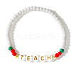 2Pcs 2 Colors Teachers' Day Glass Seed Beaded Stretch Bracelets Set for Women ES5495-1-5