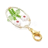 Oval with Flower Glass Seed Bead & Lampwork & Alloy Pendant Decoraitons HJEW-MZ00351-06-4