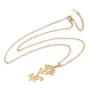 304 Stainless Steel Hollow Cut Yoga Om Lotus Flower Pendant Necklaces NJEW-Z073-02G-04-4