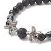 3Pcs 3 Style Natural Lava Rock & Black Onyx Beaded Stretch Bracelets Set BJEW-JB09237-5