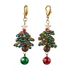 Christmas Tree Glass Seed Beads & Natural Tiger Eye Pendant Decorations HJEW-MZ00075-1