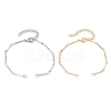 2Pcs 2 Colors 304 Stainless Steel Cuboid Bar Link Chain Bracelet Making AJEW-JB01319-1