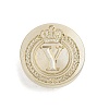 Golden Tone Crown Initial Wax Seal Brass Stamp Heads AJEW-A065-01Y-1