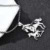 201 Stainless Steel Laser Cut Double Horse Pendant Box Chain Necklaces for Women Men NJEW-E156-03P-3