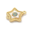 Brass Micro Pave Clear Cubic Zirconia Connector Charms KK-M303-04G-09-2