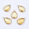 Golden Tone Brass Glass Teardrop Pendants X-GLAA-M006-A-18G-1