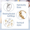 Spritewelry 8Pcs 8 Style Brass Rotating Beaded Cuff Rings RJEW-SW0001-01-12