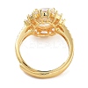 Flower Rack Plating Brass Micro Pave Cubic Zirconia Adjustable Rings for Women RJEW-Z059-11G-02-3
