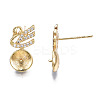 Brass Micro Pave Clear Cubic Zirconia Stud Earring Findings KK-Q764-034A-3