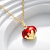 Brass FireBrick Enamel Pendant Necklaces for Women NJEW-K381-08B-G-1