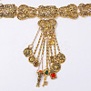 Bohemian Zinc Alloy Rhinestone Flower Key Coin Long Tassel Choker Necklaces for Women FS-WGCB918-02-2